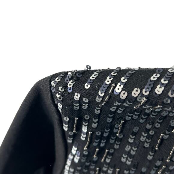 Zara Sequin Bomber Jacket Full Zip Black Denim - Picture 15 of 16